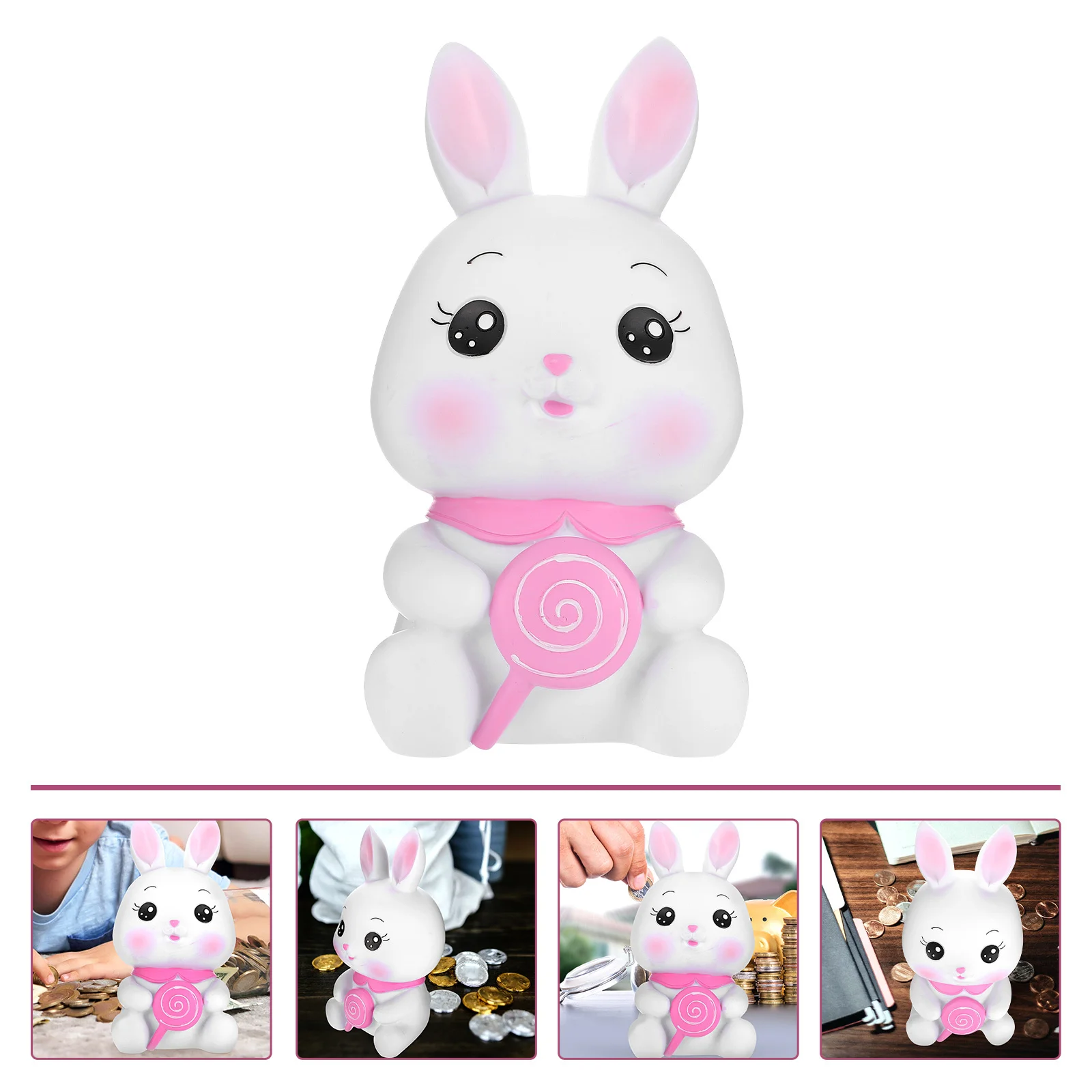 Vinyl Material Bunny Coin Bank Creative Desktop Saving Pot Kids Money Jar Cartoon Coin Container Money Saving Box