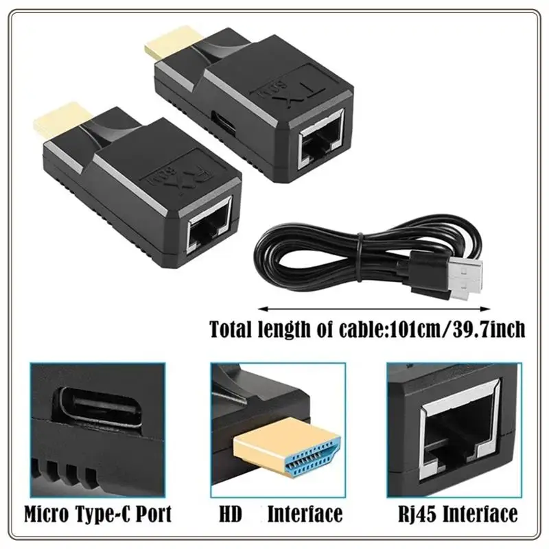 Reliable-60M -Compatible Extender Rj45 Cat6 Cable 1080P Ethernet Extender Video Transmitter Adapter For Laptop HDTV Monitor