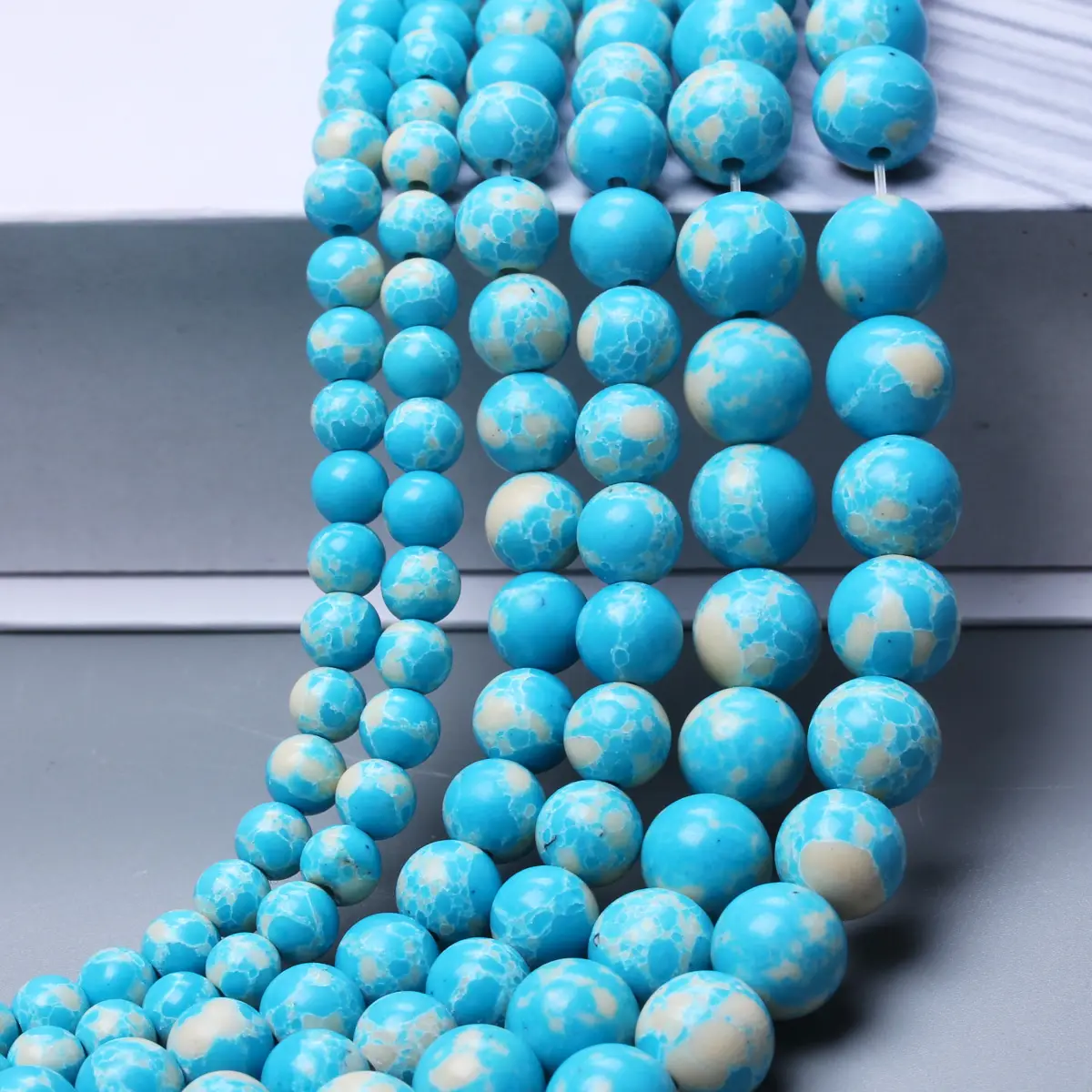 4/6/8/10mm High-quality Sky Blue Natural Stone Emperor Stone Round Beads DIY Bracelet Necklace Handmade Beading Material