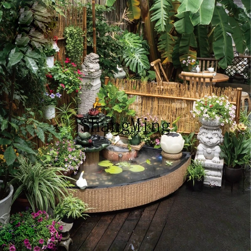 SM courtyard flowing water landscape balcony  fish pond landscaping outdoor water system  ornament small courtyard pool