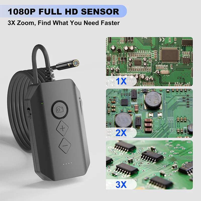 WIFI Endoscope Single Dual Triple Lens HD1080P 8MM Wireless Pipe Inspection Borescope Camera Car Check LEDs Waterproof 2600mAh