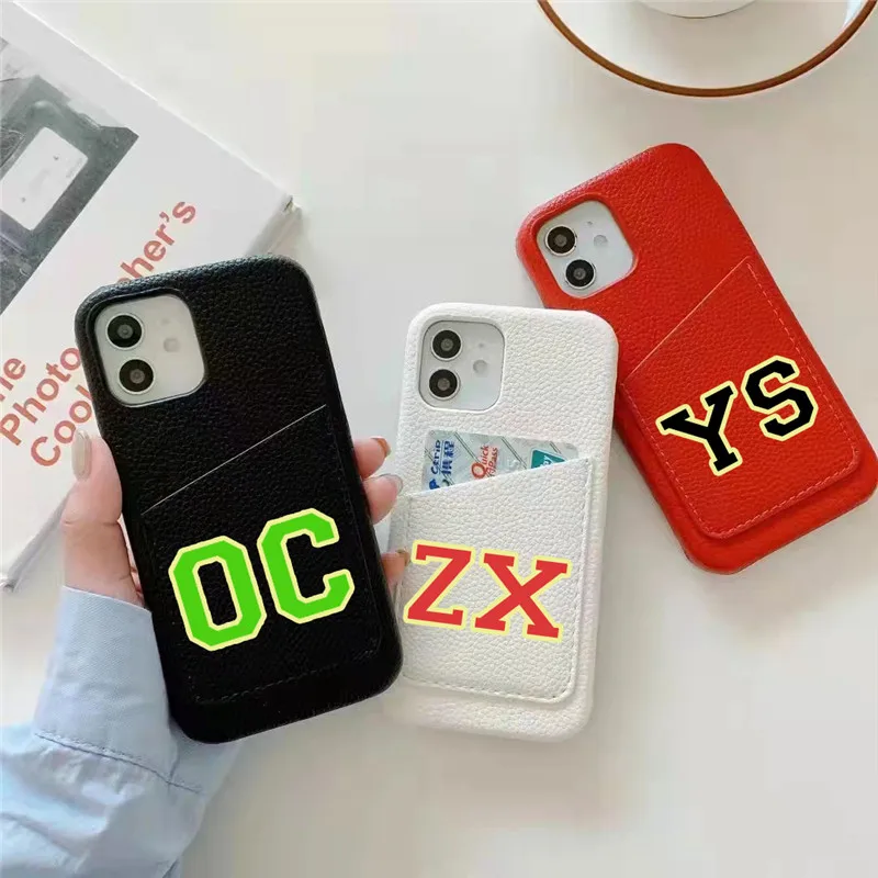 Etui na telefon z inicjałami, skórzany wizytownik, luksusowe twarde etui PU na iPhone 13 14 15 16 17 Pro Max 16 15 Plus Air — zdjęcie produktu 3