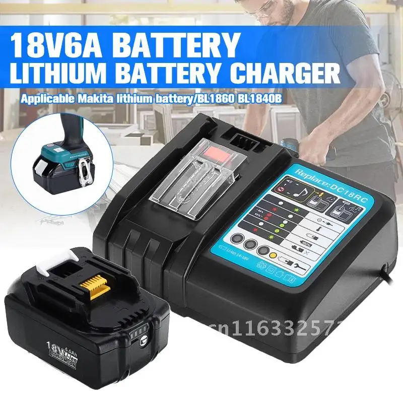 

Lithium Ion Is Suitable For Makita 18v Battery 6Ah BL1840 BL1850 BL1830 BL1860B LXT400 With Charger BL1860 Rechargeable Battery