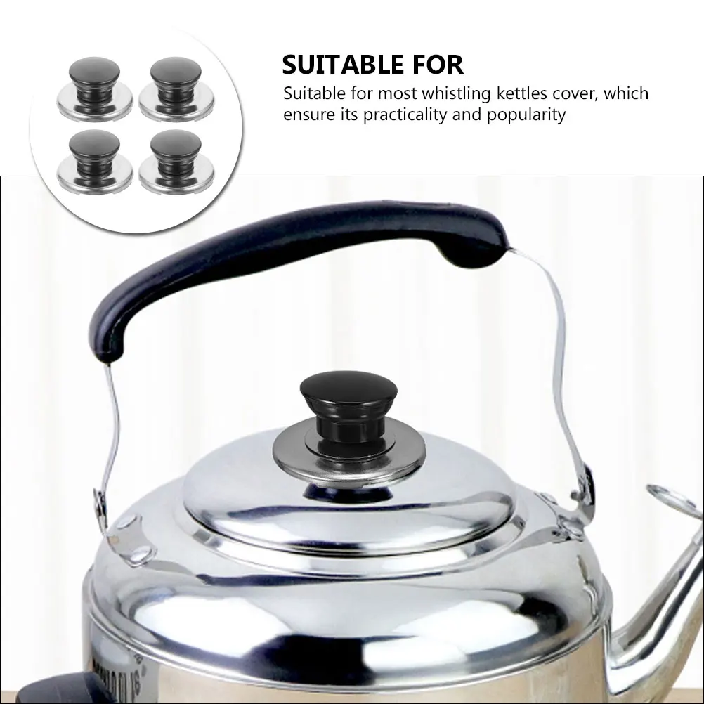 

4Pcs Stainless Steel Whistling Kettle Cover Knobs Sounding Lid Handle for Heating Water Kettle Cookware Needs Teakettle Lid Knob
