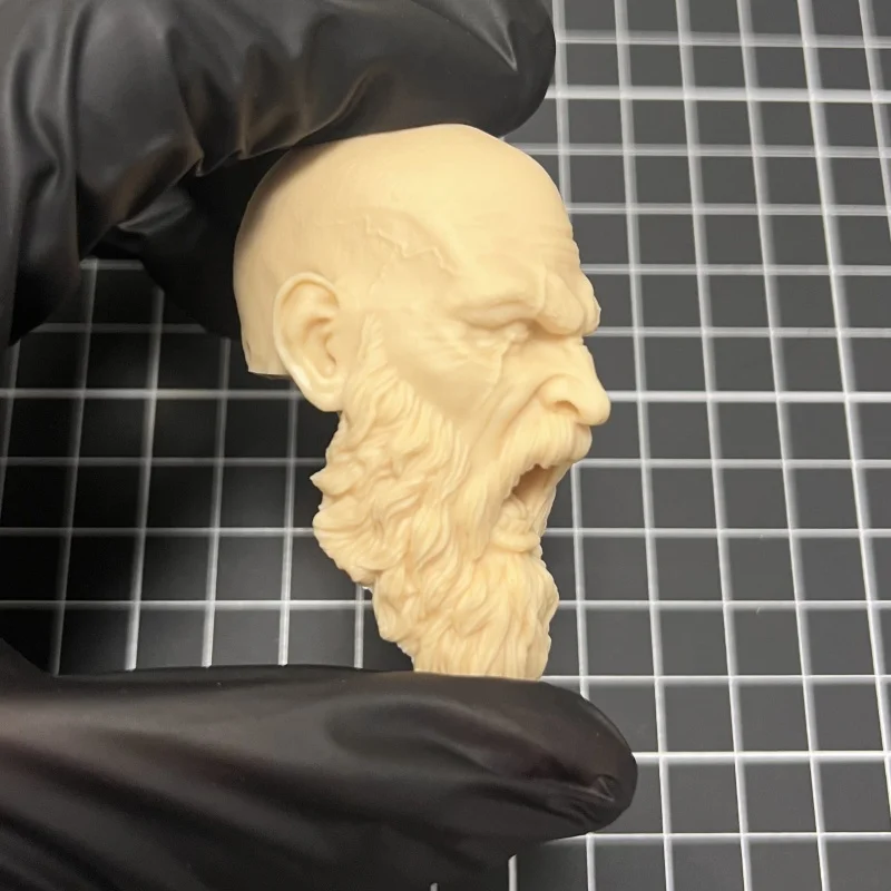 Kit de modelo de tallado de cabeza de resina, Hardman Kratos, figura de emoji rugiente, sin montar y sin color, escala 1:6