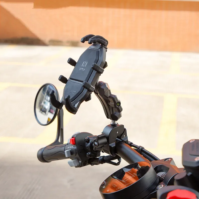 Diebstahlsicherer Doppelsockelarm aus Aluminiumlegierung, kompatibel mit Halterungen der Größe B, 1 Zoll Kugelmontagesockel und Fahrrad- und Motorrad-Telefonhalter