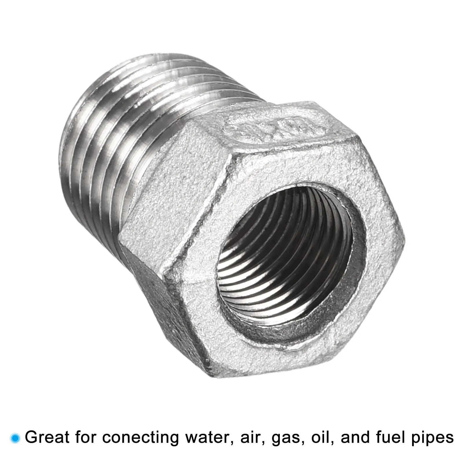 Uxcell Hex ลด,1/4 PT ชาย1/8 PT หญิง304สแตนเลสท่อลดอะแดปเตอร์