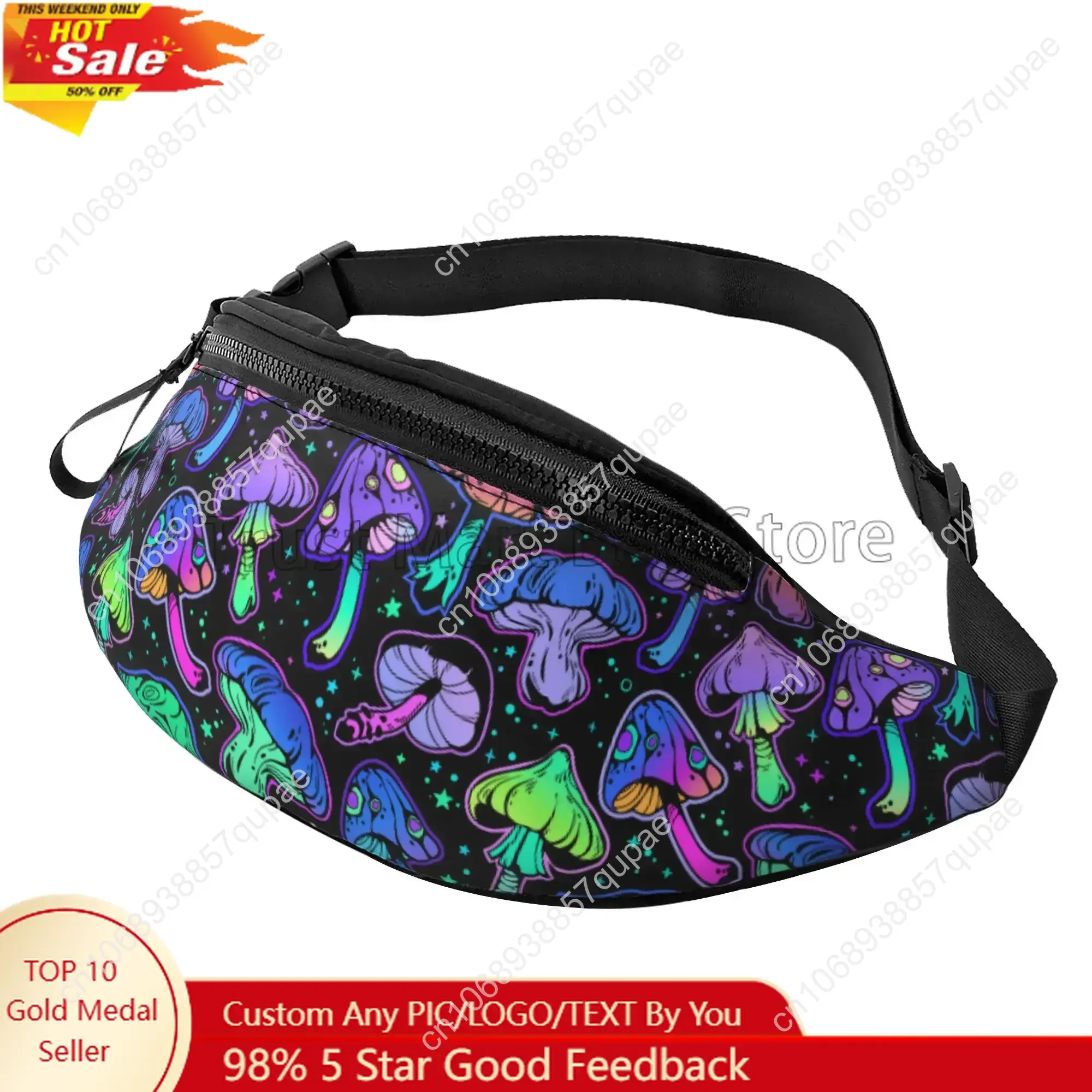 

Psychedelic Mushrooms Fanny Pack for Men Women with Adjustable Belt Bag Casual Waist Pack for Travel Hiking Running Cycling