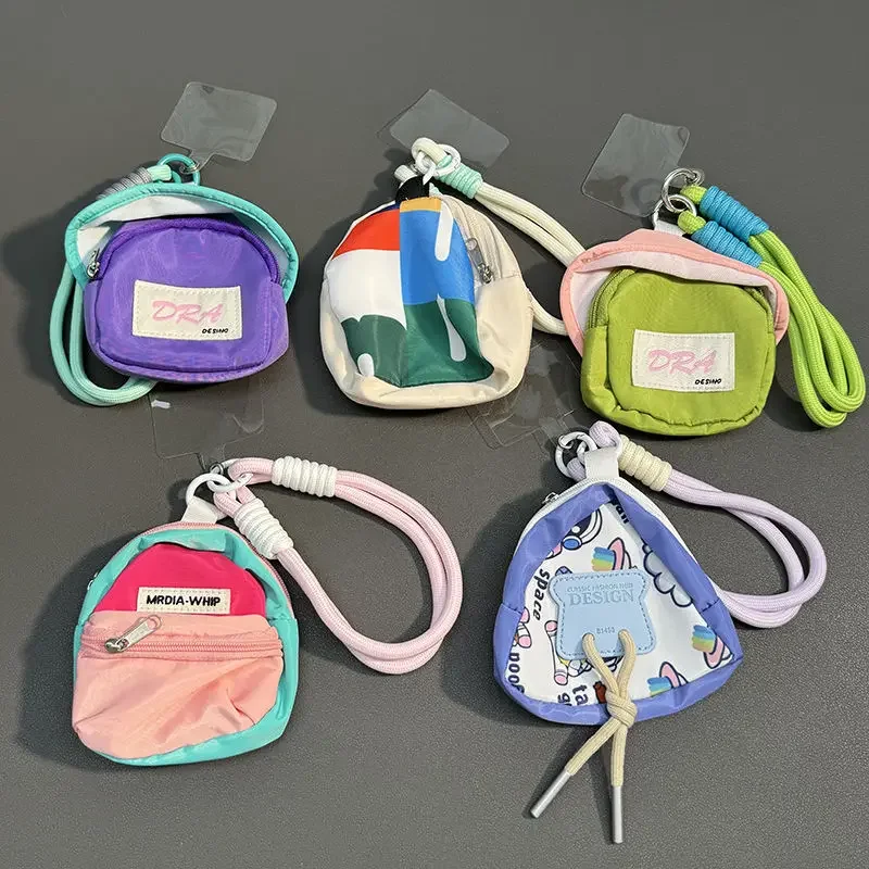 Casual Mini Coin Purse Pendant Macaron Color Wallet Pouch Portable Key Chain Backpack Hanging Bag Sports