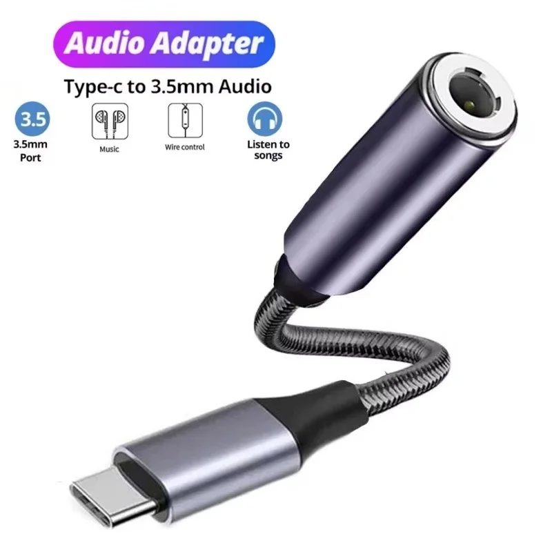 USB Type C To 3.5mm Aux Adapter Type-C 3.5mm Jack Audio Cable Earphones Cable Converter For iPhone iPad Pro Huawei Realme Oppo
