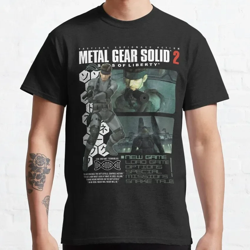 fashion manga MGS2   METAL GEAR SOLID 2: SONS OF LIBERTY Kojima productions solid snake  Foxhound Game T-Shirt for Men