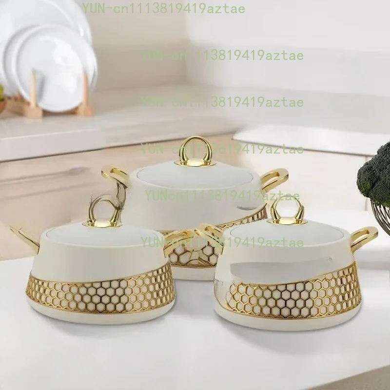 New food warmer set 3 kitchen pot insulation 6 hours luxury hot pot set