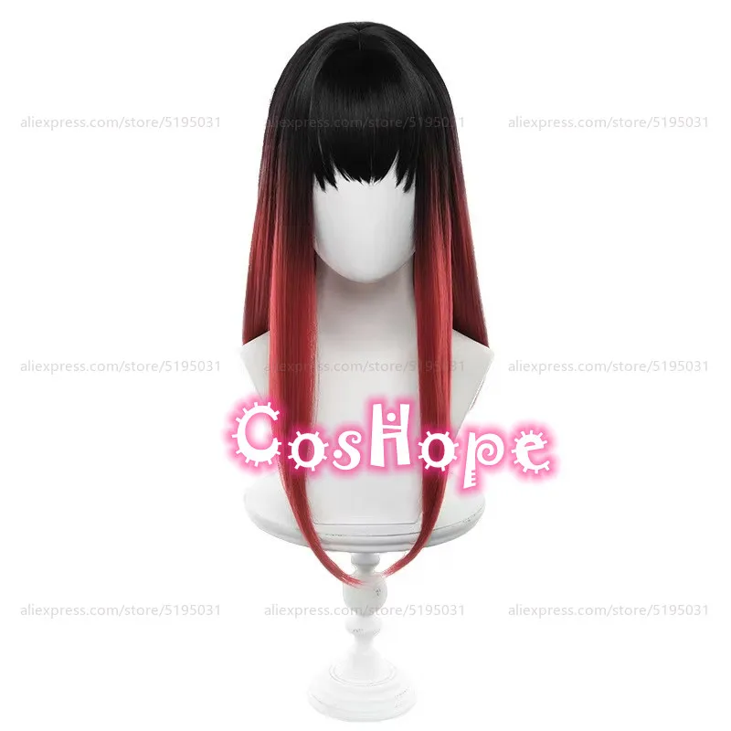 Tasuku Tsubakino Cosplay Wig 55cm Medium Long Hair Black Red Dyed Wig Cosplay Anime Cosplay Wigs Heat Resistant Synthetic Wigs