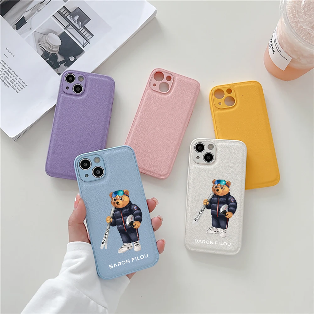 جراب هاتف من الجلد Filou لهاتف iPhone ، مضاد للسقوط ، غطاء فاخر ، رياضة التزلج ، 15 ، 14 Plus ، 13 ، 12 ، 11 Pro Max ، X ، Xr ، 7