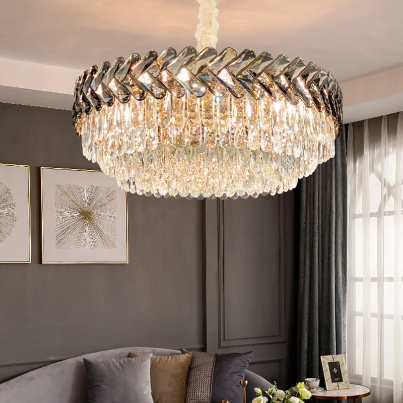 

New modern crystal LED chandelier smoked gray crystal chandelier living room dining room bedroom circular/rectangular indoor dec