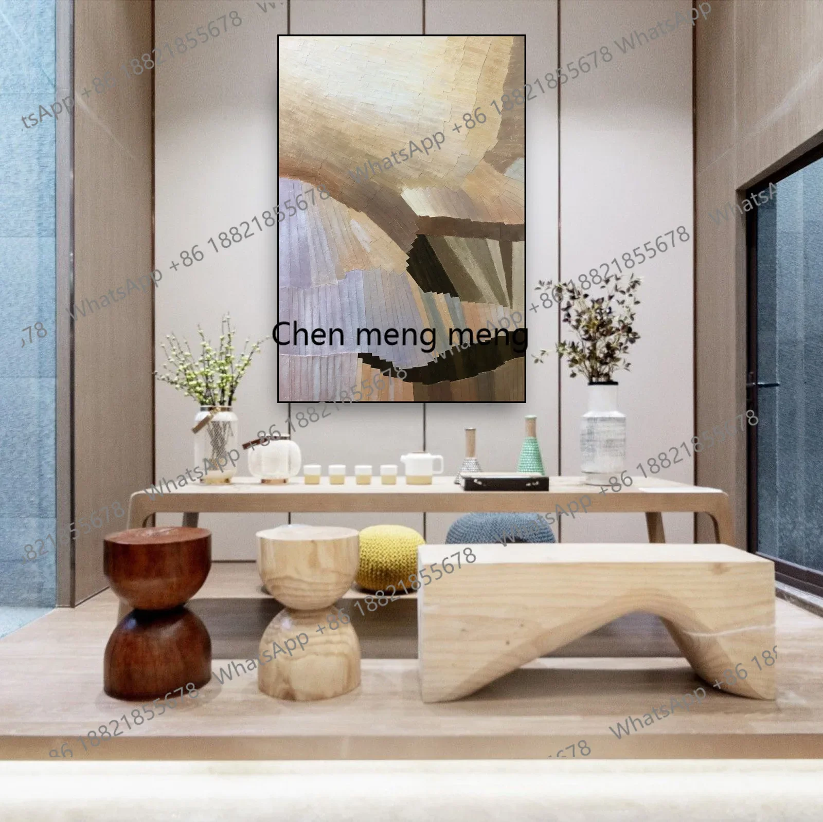 H178Pure handmade paper art superimposed environmentally friendly  coloring physical painting hotel model room hanging painting