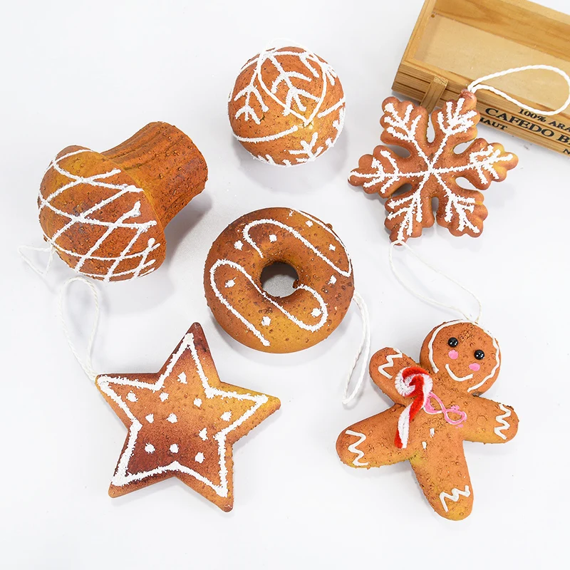 Christmas Pendants Gingerbread Man Star Xmas Tree Hanging Oranment 2024 Christmas Decoration Noel Navidad For Home New Year Gift