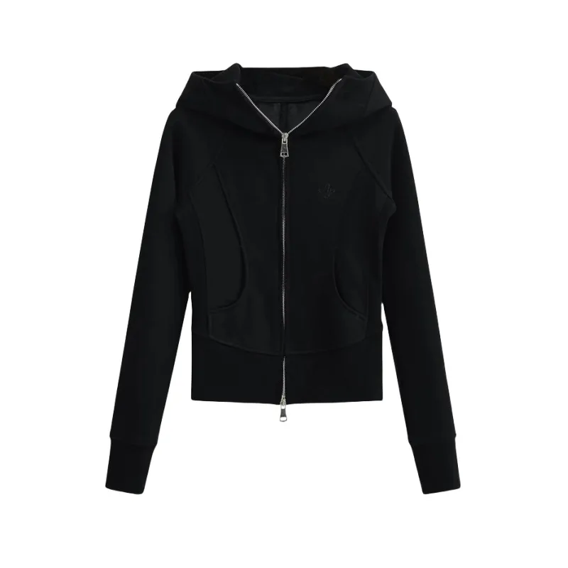 Cárdigan con capucha y forro polar para mujer, abrigo ajustado, Top de manga larga, diseño de retazos, suéter deportivo informal