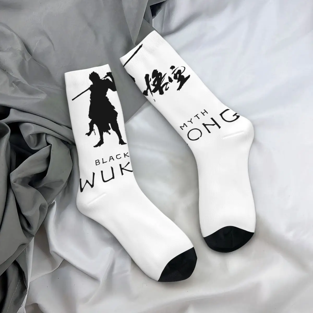 Calcetines acogedores negros Myth Wukong Game para mujer, producto suave, Monkey King, alta calidad, todas las estaciones, 2024