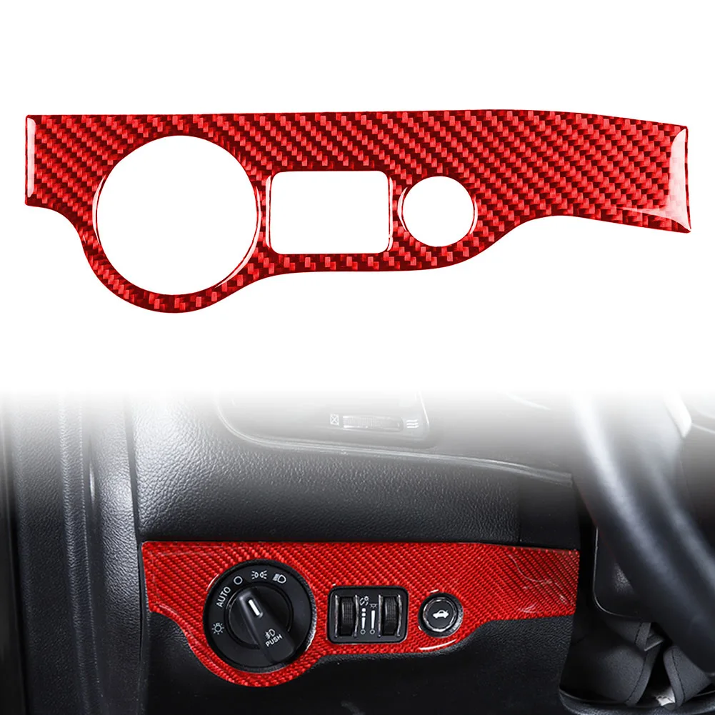 

Red Carbon Fiber Car Headlight Switch Panel Cover Trim For Dodge Challenger 2015-2022 For Dodge Charger 2010-2022 LHD Only