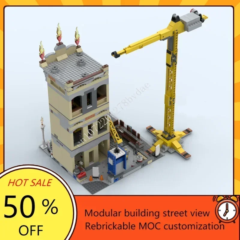 Custom 988PCS Downtown Fire Brigade Modular MOC Street View Creative Puzzle Architecture DIY Education Model Toy Gift