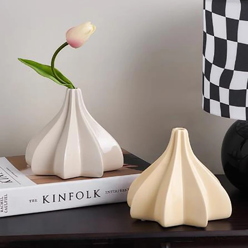 Exquisito Jarrón de Cerámica con Diseño de Pagoda de Carambola, Contenedor para Plantas Secas, Decoración para Mesa de Comedor