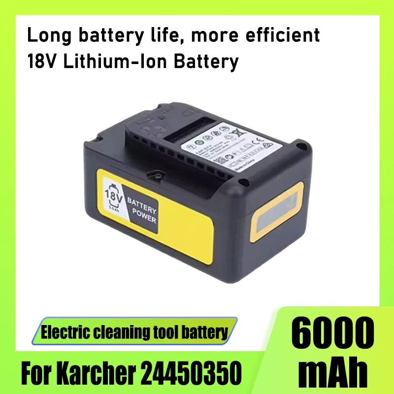 For Karcher electric cleaning tool battery replacement, 24450350, with LCD display, 18V 6000mAh