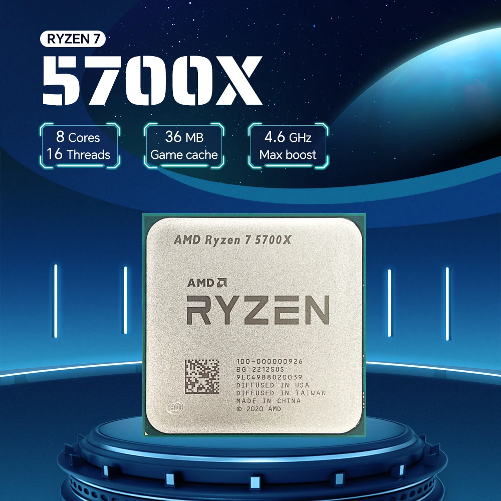 Procesador AMD Ryzen 7 5700X 3,4 GHz 8 núcleos 16 hilos 7NM L3 = 32M DDR4 65W R7 5700X Socket AM4 nuevo pero sin enfriador