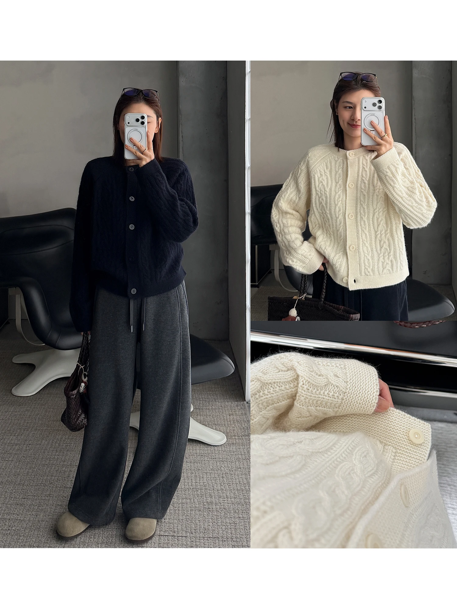 

Women's Knitted Woolen Cardigan round Ne Open Front Sweater Soft Thiened Autumn Winter Faion Casual Sle Single Button