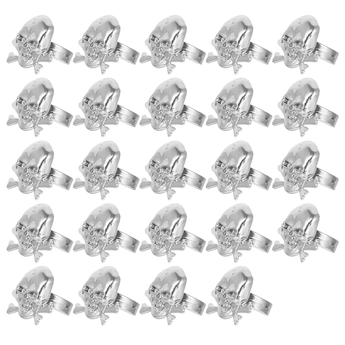 

24 Pcs Halloween Decor Pirate Skull Toy Ring Kids Rings Plastic Party Accessories Silver Supplies Miss