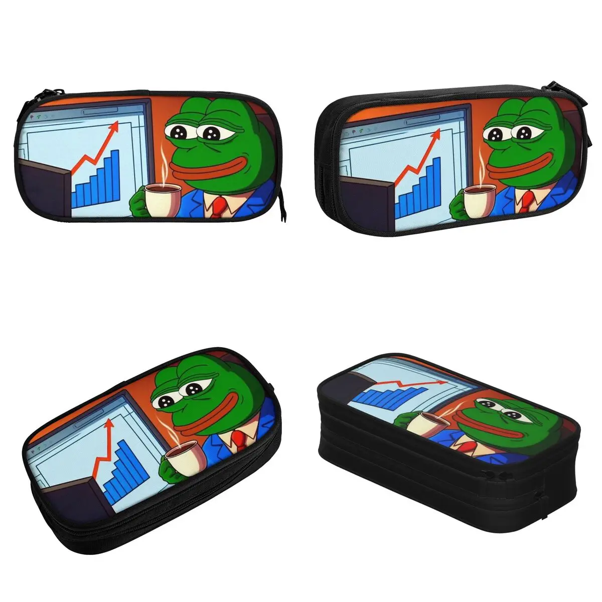 P-Pepe Frog Makes Money Pencil Cases Pencil Box Pen for Student Large Storage Bag Students School Gifts Stationery