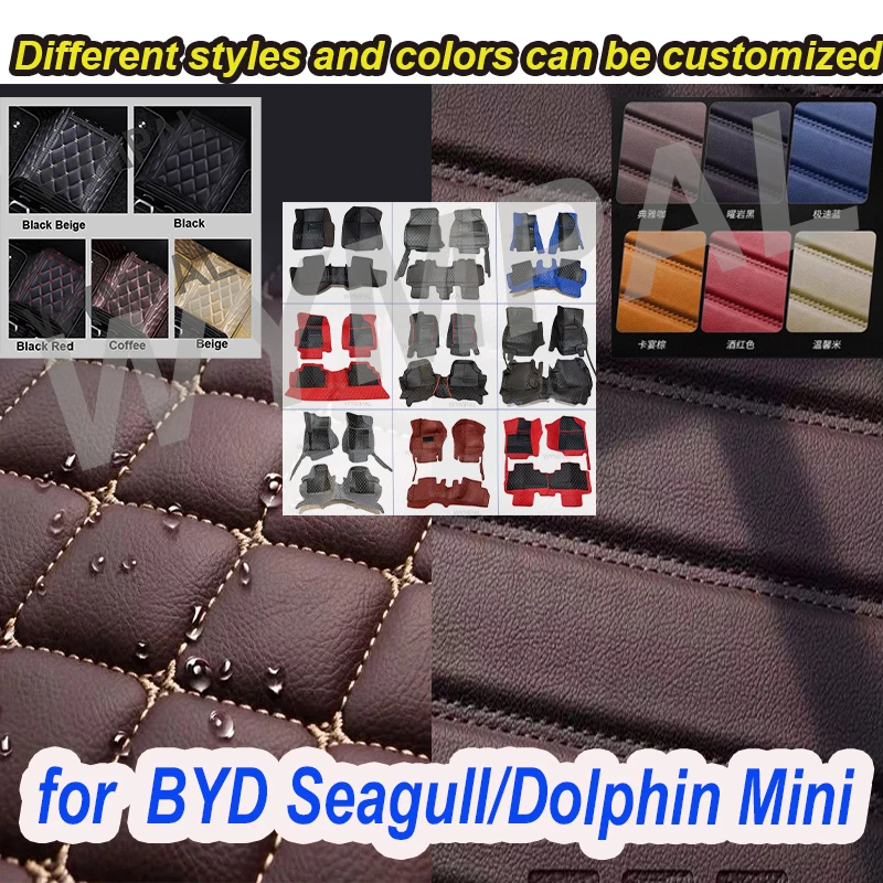 

LUXURY Car Floor Mats For BYD Seagull/Dolphin Mini 2023 2024 Automobile Carpet Cover Interior Accessories Protective Pad Parts
