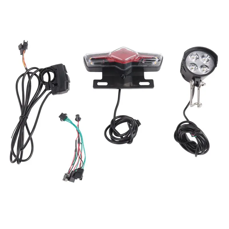 Front/Rear Light Electric Bike LED Lights SET ABS+Metal As Shown For 36V 48V 52V 60V-A27R