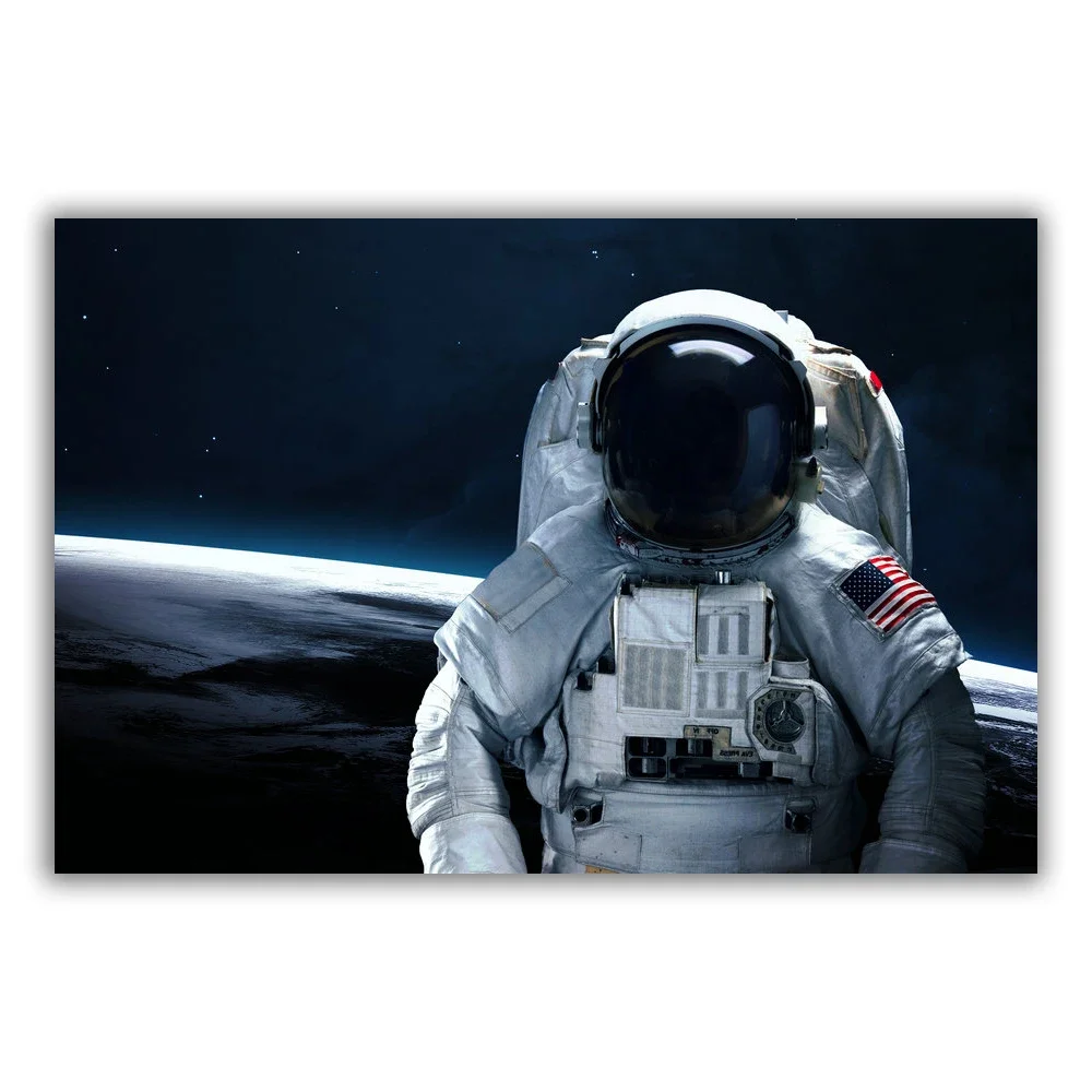 HT094 Spectacular Universe Earth And Moon Space Station Astronaut Silk Fabric Poster Art Decor Indoor Painting Gift
