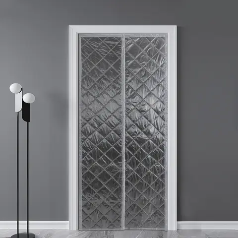 Magnetic Thermal Door Curtain, Windproof, Waterproof, Center Opening, Quilted Insulated Door Curtain for 36 X 82in Door Size