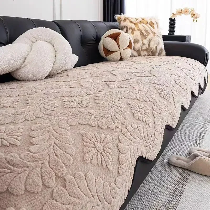 1PC Sofa Cushion Special-shaped Non-slip Fixed Autumn and Winter Plush Cushion Thickened Piece of Warm Cover Cloth Sofa Cover