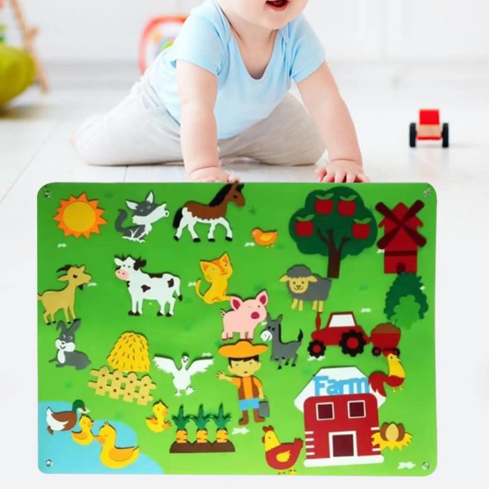 Felt Busy Board Foldable Montessori Preschool Stories Board Flannel Early Teaching Aids Preschool Stories Activities Farm Zoo