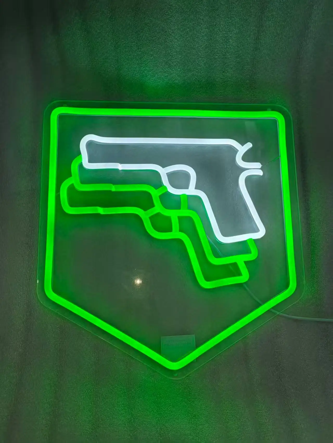 

Game Pistol Neon Sign Shield LED Lights for Game Room Bar Man Cave Wall Decor Personalized Gamer Gifts for Counter-Strike Fans