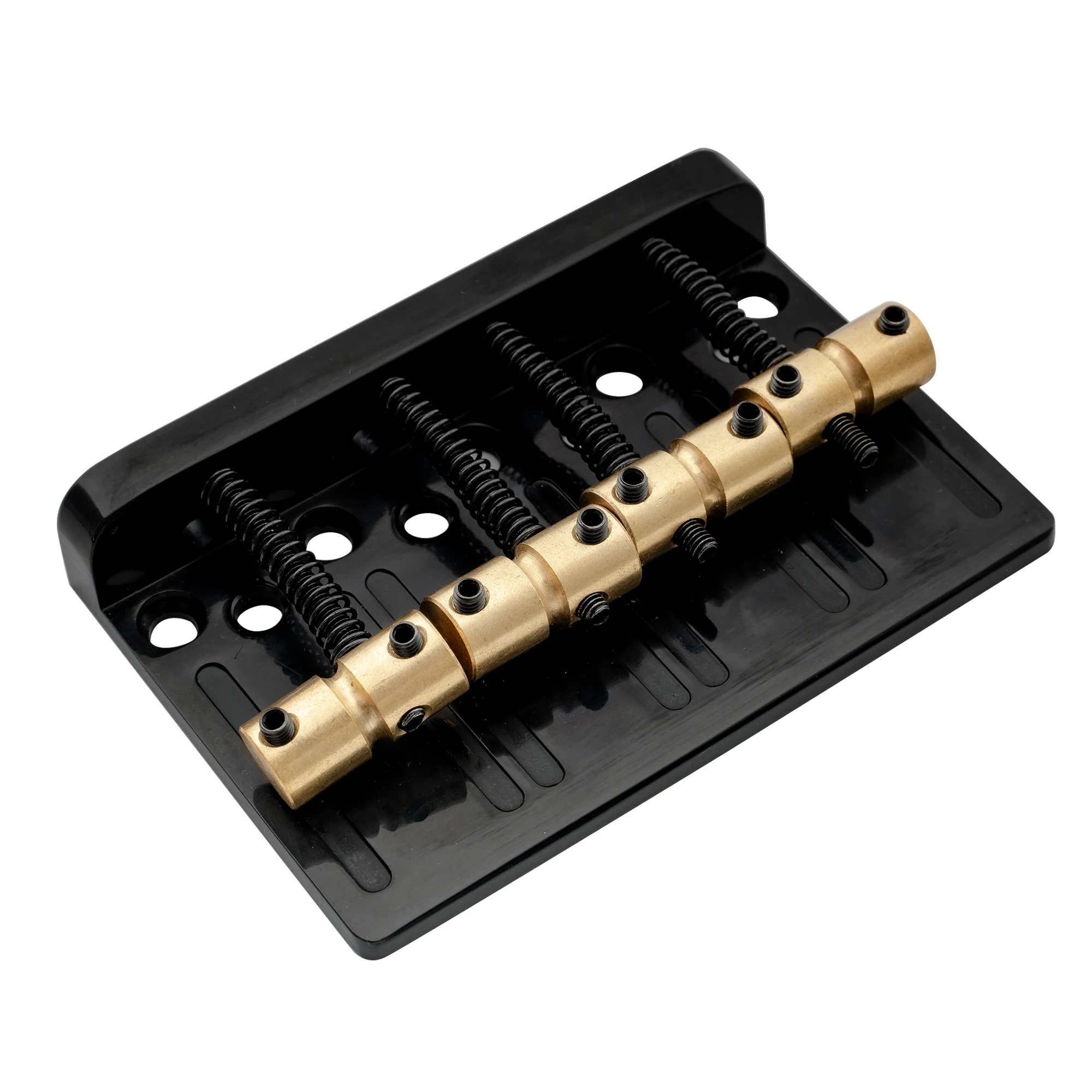 Musiclily Pro 57mm (2-1/4 inch) String Spacing Hardtail Brass Saddles Zinc Alloy Plate 4-String Bass Bridge