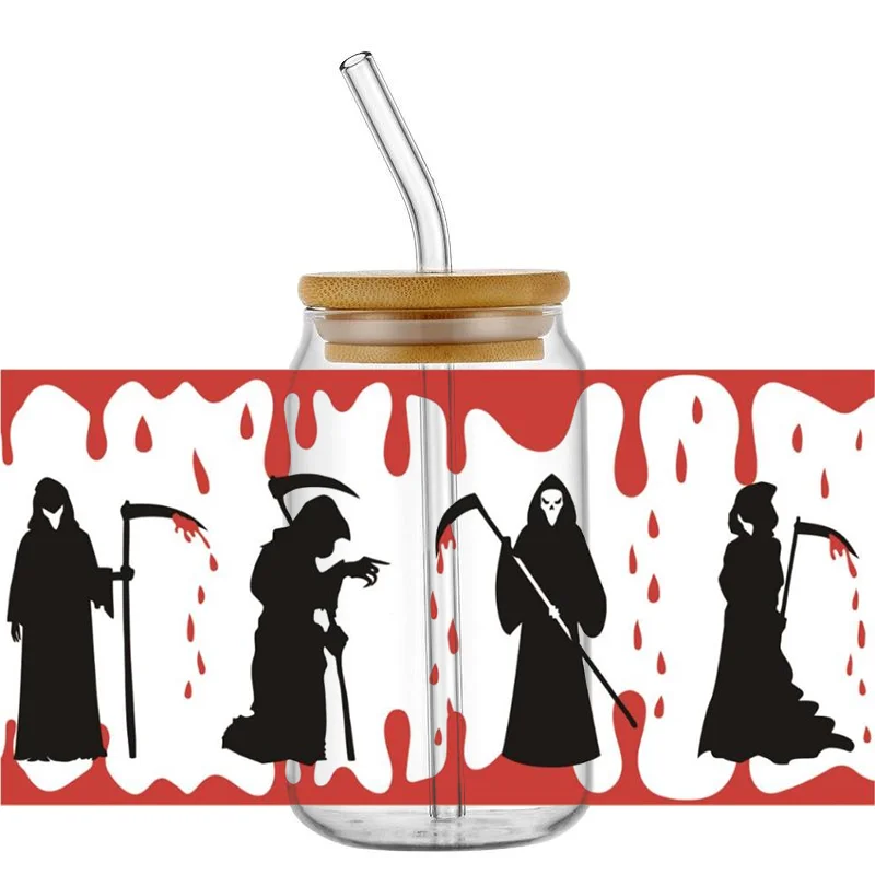 Miniso-Death Killer Série UV DTF Transferências Adesivo, Decalque Copo Envoltório para 16oz Libbey Óculos, DIY Caneca Lavável