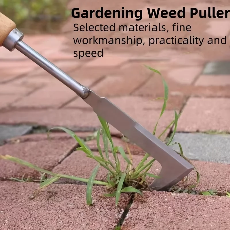 Stainless steel gap weeding tool, L-shaped multi-purpose garden hand tool, used for clearing weeds in yards, terraces, and lanes