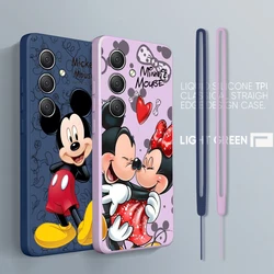 Funda de Mickey y Minnie Disney para Samsung, carcasa de teléfono con cuerda líquida, A34, A14, A52S, A54, A23, A13, A73, A03Core, A22, 4G, 5G