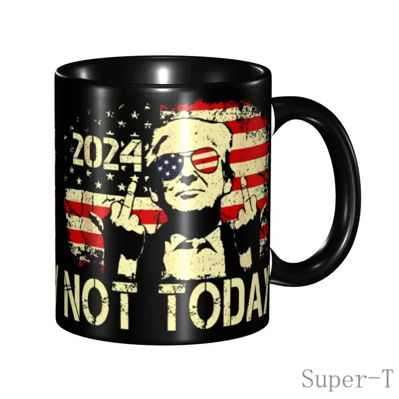 Not Today President Trump Shot Accessories Coffee Mugs Kawaii Trump for President 2024 Assassination Attempt Tea Cups Gift