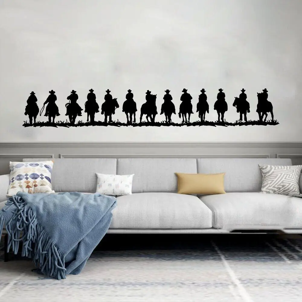 Large Western Cowboy Wall Sticker Bedroom Playroom Rustic Country House Grass Farmhouse Wall Decal Living Room Vinyl Home Decor