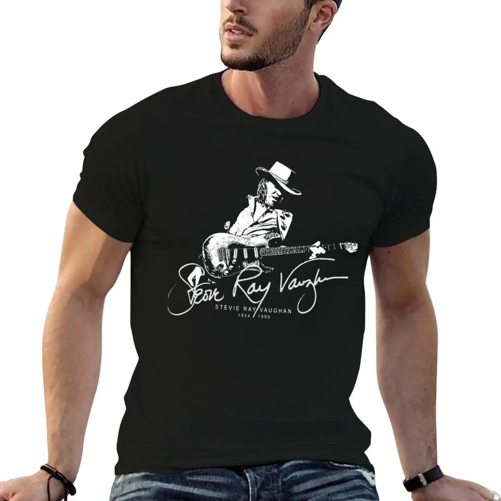 Retro Gifts Stevie Ray Vaughan T-Shirt Simple Graphic Design T-Shirt