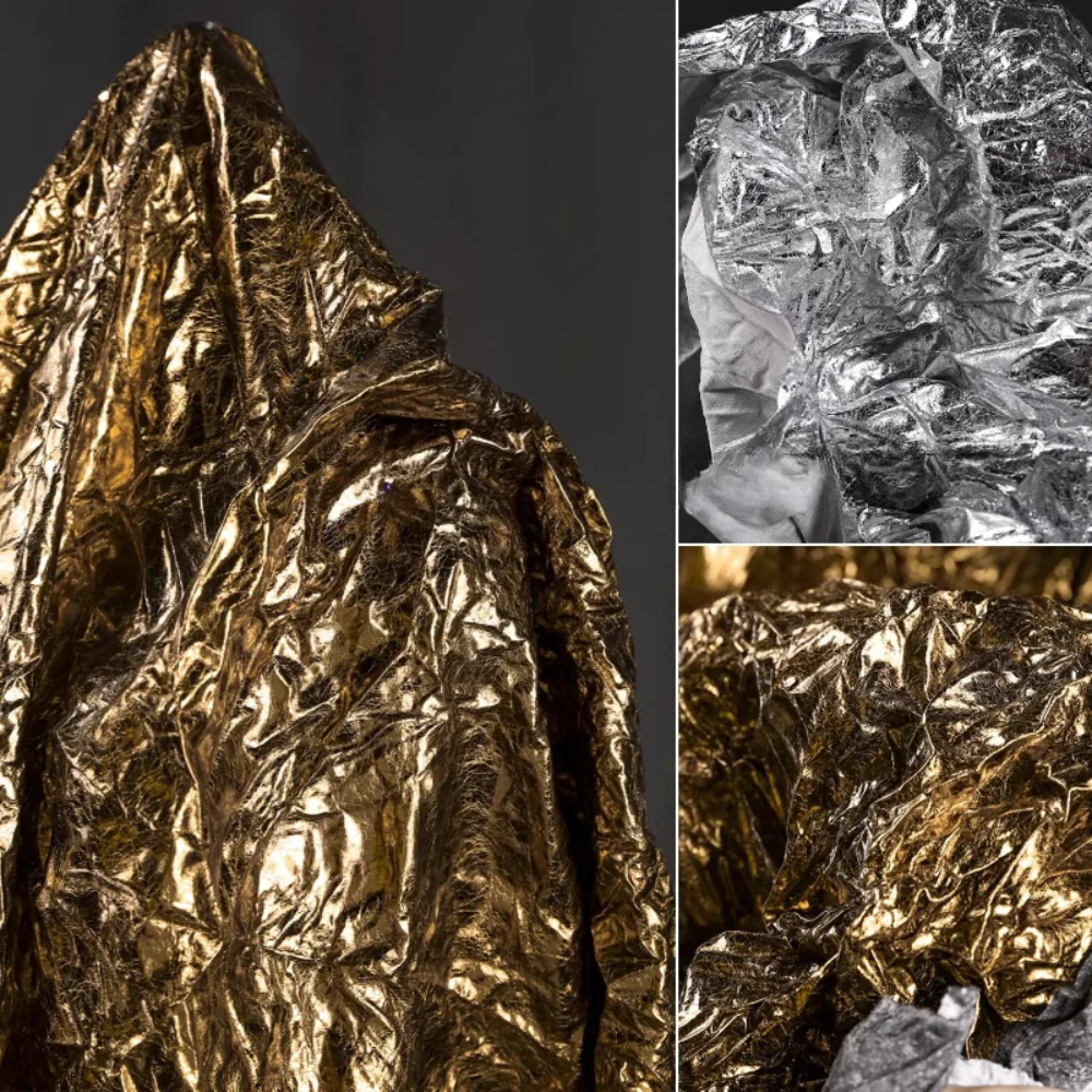 

Bronze Coated Wrinkled Fabric for Creative Outerwear Bag Clothing Design Diy Sewing Fabrics By The Meter Cloth Material