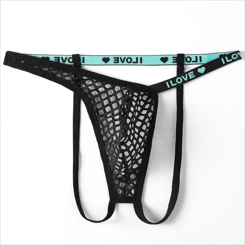 Fishnet G-Strings Men's Underwear Sexy Bugle Pouch Thong Jockstrap Perspective Erotic Strap Panties Hombre Male Lingerie Tanga