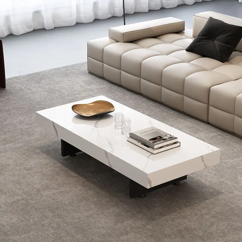 Simple Italian minimalist square rectangular living room household rock slab coffee table small apartment table tea table