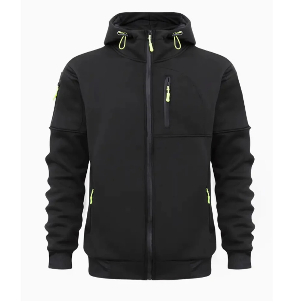 Einfarbige Herren Kapuzen jacke lässige Langarm Hoodies mit Reiß verschluss Sport Sport Kapuzen mantel für den Frühling Herbst