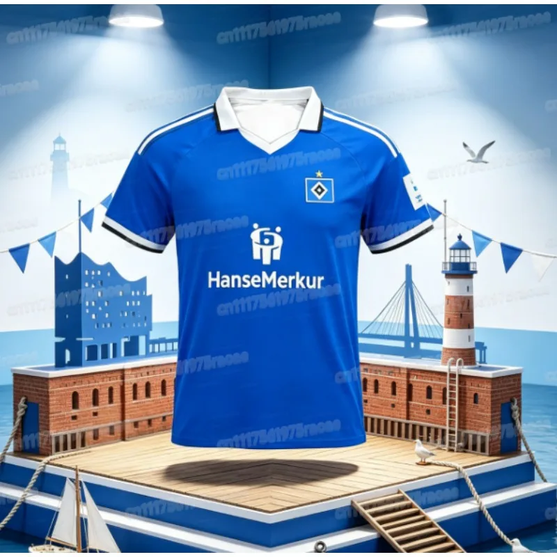 2026 Hamburg SV Fußballtrikot Fan-Heimtrikot 3D-Druck Sportlich Atmungsaktiv Schnelltrocknend Streetwear Dünne Trainings-Kurzarmtrikots